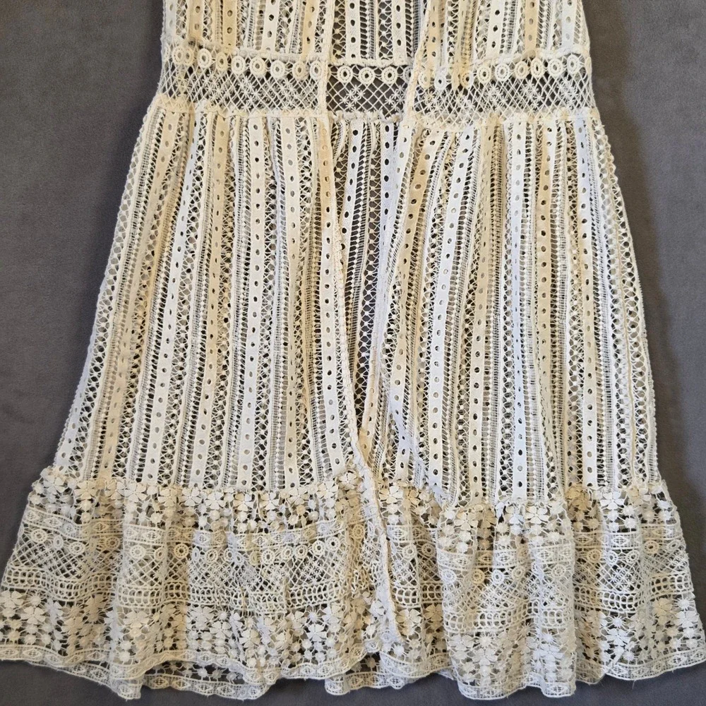 Cato Long Sleeveless Lace Vest Women's XL Boho Layering Ruffle Cottagecore